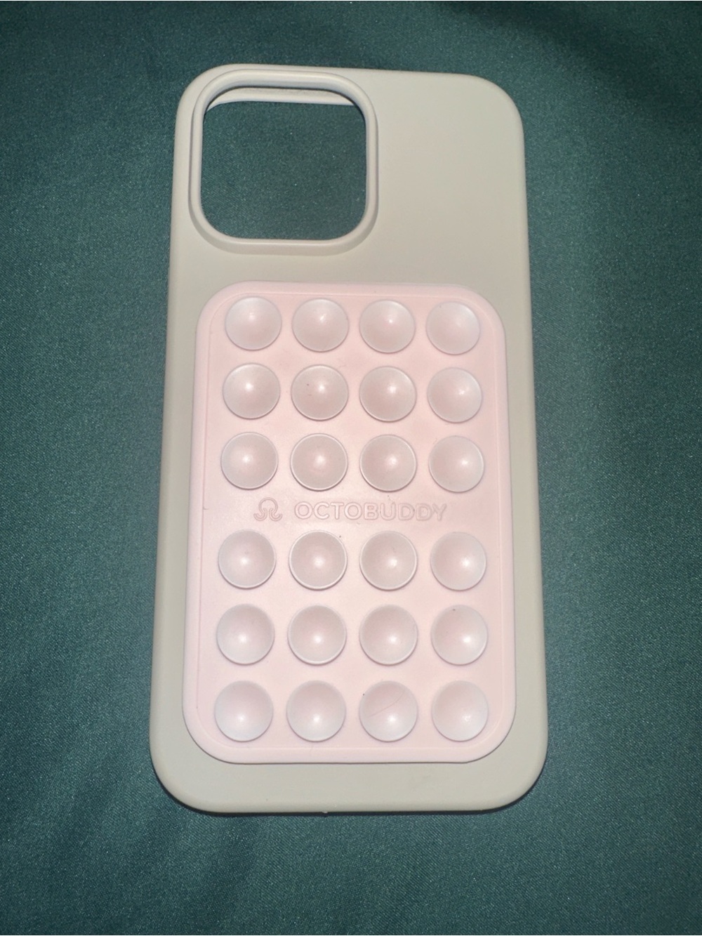 Cream iPhone 14 Pro Max Case with Pink Octobuddy